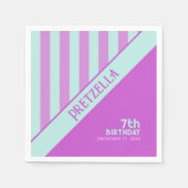 Serviette En Papier Moderne Pastel Turquoise Pink Stripes Napkin (Devant)