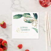 Serviette En Papier Moderne peint botanique verdure mariage rustique (En situation)