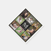 Serviette En Papier Moderne Personnalisé 8 Photo Collage Graduation (Coin)