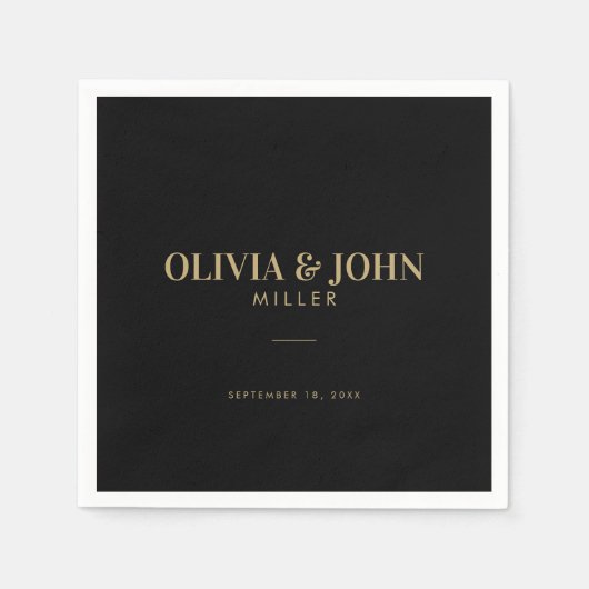 Serviette En Papier Moderne Personnalisé Avec Nom Mariage Réception (Devant)