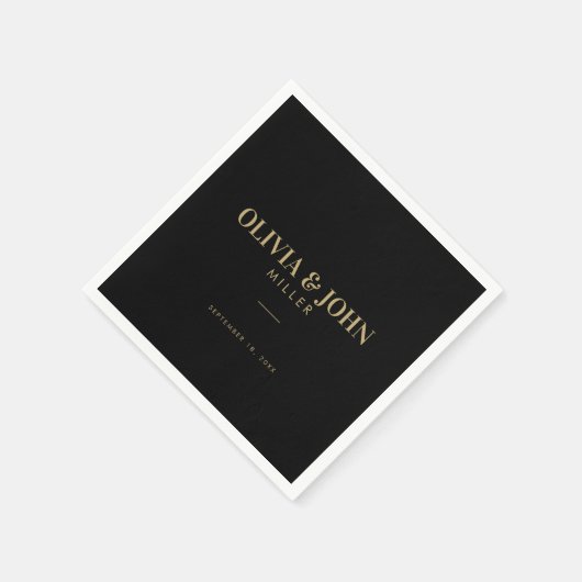 Serviette En Papier Moderne Personnalisé Avec Nom Mariage Réception (Coin)