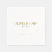 Serviette En Papier Moderne Personnalisé Avec Nom Mariage Réception (Devant)