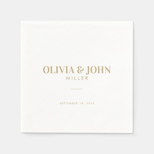 Serviette En Papier Moderne Personnalisé Avec Nom Mariage Réception (Devant)