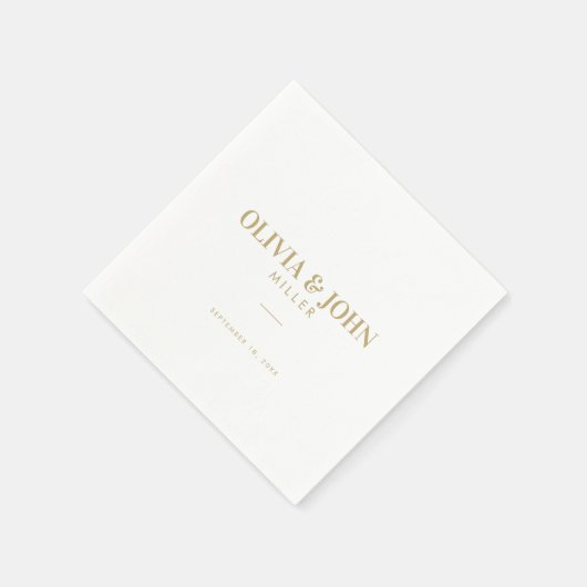 Serviette En Papier Moderne Personnalisé Avec Nom Mariage Réception (Coin)