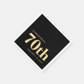 Serviette En Papier Moderne personnalisé Black Gold 70e Nom Date (Coin)