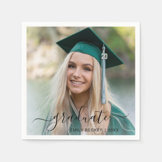Serviette En Papier Moderne Photo Elegant Graduation (Devant)