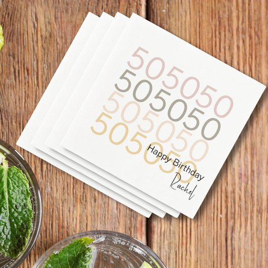 Serviette en papier moderne pour 50e anniversaire