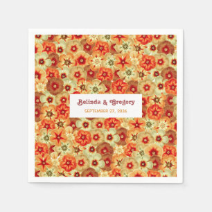 Serviette En Papier Moderne Rétro Fleurs Colorées Hippie Mariage des A