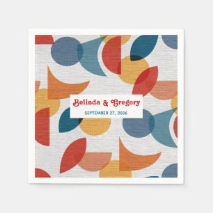 Serviette En Papier Moderne Rétro Formes Arc-en-Ciel Colorées Mariage