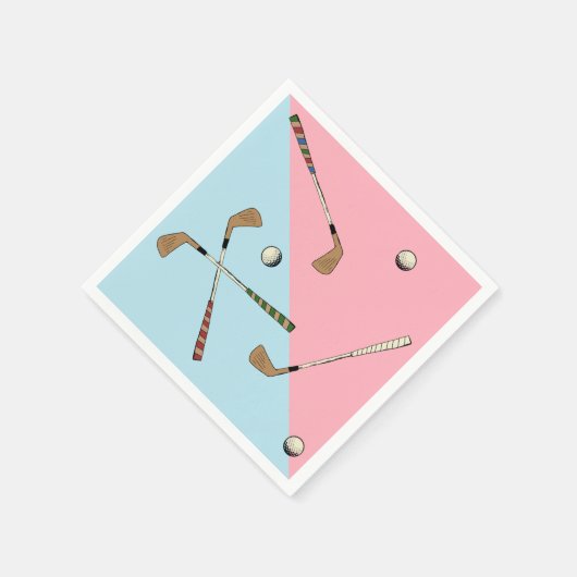 Serviette En Papier Moderne Retro Golf Golfer Motif bleu rose (Coin)