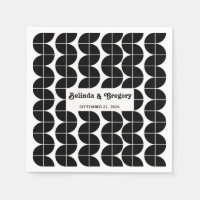 Moderne Rétro Vagues Noir Blanc Mariage Années 70