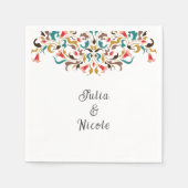 Serviette En Papier Moderne Romantique Élégant Mariage de couronne flo (Devant)