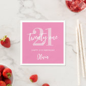 Serviette En Papier Moderne rose élégant 21e anniversaire (En situation)