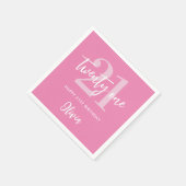 Serviette En Papier Moderne rose élégant 21e anniversaire (Coin)
