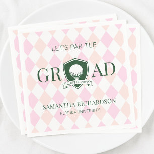 Serviette En Papier Moderne rose et vert Mignon prépa diplôme de golf