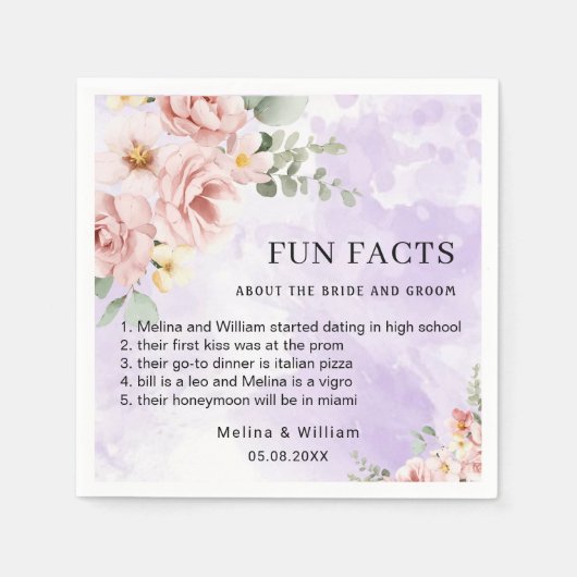 Serviette En Papier Moderne rose Floral Fun Faits Mariage (Devant)