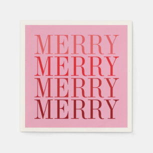 Serviette En Papier Moderne Rose Rouge Joyeux Noël Rétro