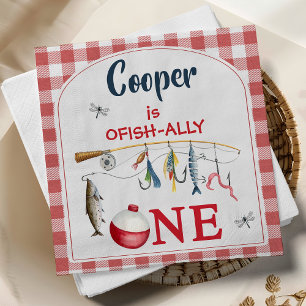 Serviette En Papier Moderne rouge gingham Ofishally un 1er anniversair