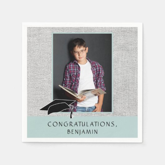 Serviette En Papier Moderne Rustique Félicitations Graduation Photo (Devant)