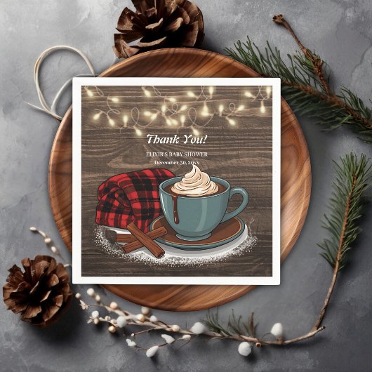 Serviette En Papier Moderne Rustique Hot Cocoa Baby shower cosy