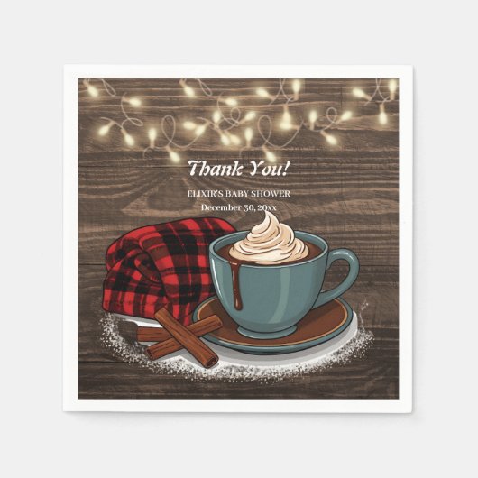 Serviette En Papier Moderne Rustique Hot Cocoa Baby shower cosy (Devant)