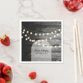 Serviette En Papier Moderne Rustique Noir Bois Lumière Arc Mariage (En situation)