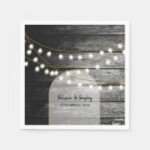 Serviette En Papier Moderne Rustique Noir Bois Lumière Arc Mariage (Devant)