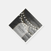 Serviette En Papier Moderne Rustique Noir Bois Lumière Arc Mariage (Coin)