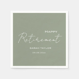 Serviette En Papier Moderne Sage Green Bonne Retraite Personnalisée