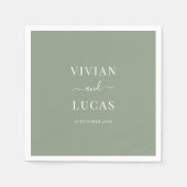 Serviette En Papier Moderne Sage Vert Forme Minimal Mariage (Devant)