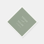 Serviette En Papier Moderne Sage Vert Forme Minimal Mariage (Coin)