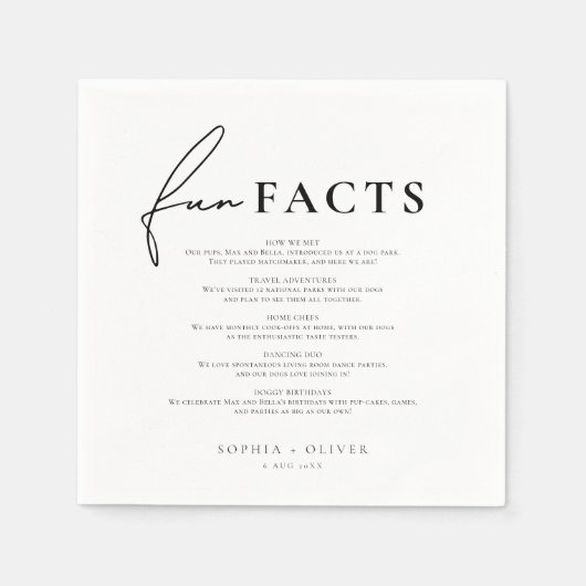 Serviette En Papier Moderne Script Fun Fun Faits Mariage (Devant)