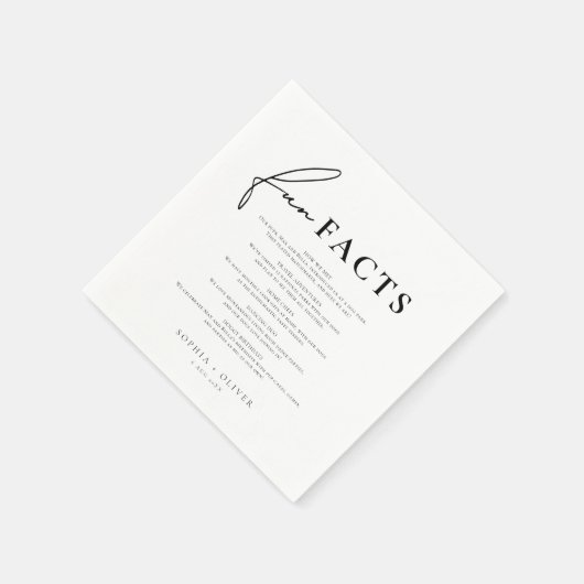 Serviette En Papier Moderne Script Fun Fun Faits Mariage (Coin)