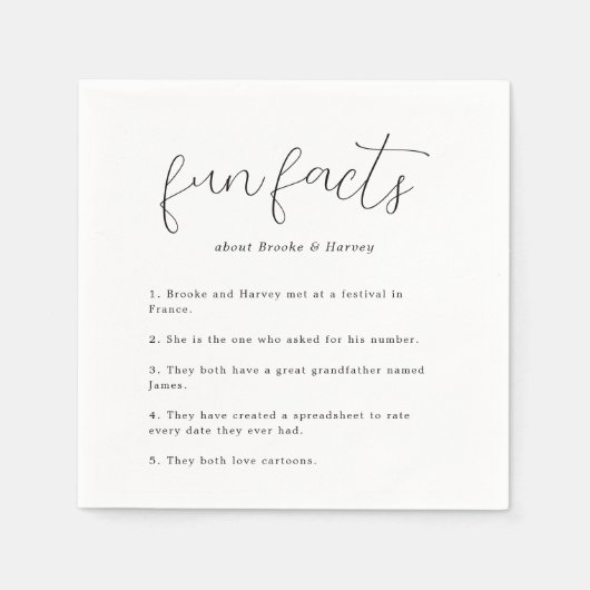 Serviette En Papier Moderne Script Fun Fun Faits Mariage (Devant)