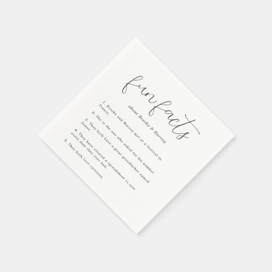 Serviette En Papier Moderne Script Fun Fun Faits Mariage (Coin)