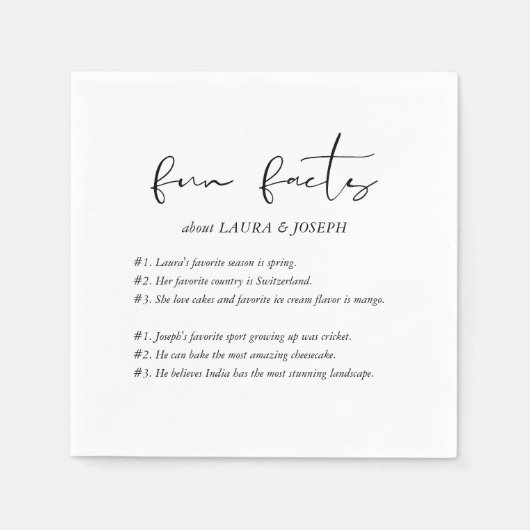 Serviette En Papier Moderne Script Fun Fun Faits Mariage (Devant)