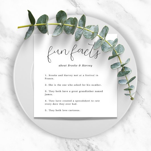 Serviette En Papier Moderne Script Fun Fun Faits Mariage