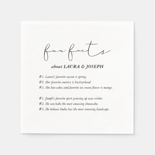 Serviette En Papier Moderne Script Fun Fun Faits Mariage (Devant)