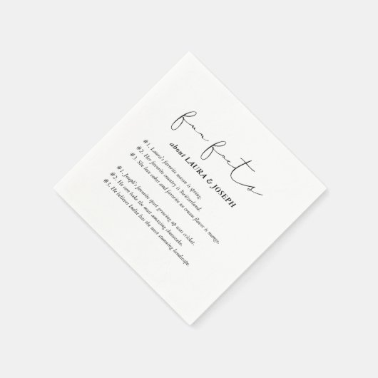Serviette En Papier Moderne Script Fun Fun Faits Mariage (Coin)