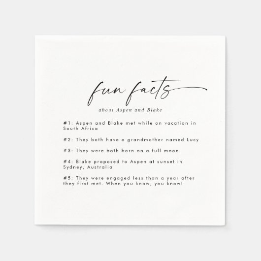 Serviette En Papier Moderne Script Fun Fun Faits Mariage (Devant)