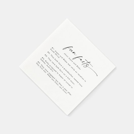 Serviette En Papier Moderne Script Fun Fun Faits Mariage (Coin)