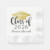 Serviette En Papier Moderne Script Gold 2025 Graduation personnalisée (Devant)