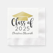 Serviette En Papier Moderne Script Gold 2025 Graduation personnalisée (Devant)