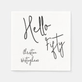 Serviette En Papier Moderne Script Hello Fifty pour une fête d'anniver (Devant)