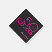 Serviette En Papier Moderne Script Rose Noir Fantastique 50e Anniversa (Coin)