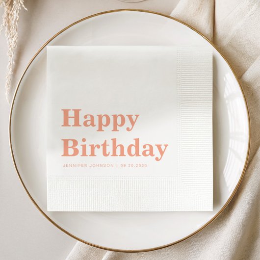 Serviette En Papier Moderne Simple Anniversaire Peach