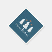 Serviette En Papier Moderne Simple Arbres de Noël et Étoiles Bleu (Coin)