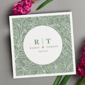 Serviette En Papier Moderne Simple Basique Vert Floral Mariage