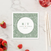 Serviette En Papier Moderne Simple Basique Vert Floral Mariage (En situation)