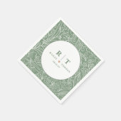 Serviette En Papier Moderne Simple Basique Vert Floral Mariage (Coin)